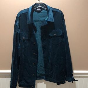 Peacock blue velvet jacket
